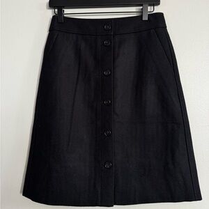 J. Crew Black Midi Skirt with Button Front